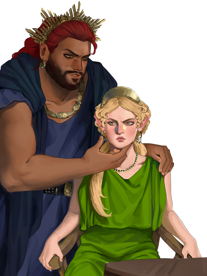 Theron & Aurora by @tr4shu Theron and Aurora drawn by @tr4shu